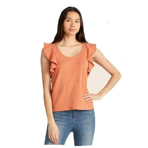 Madewell Womens Texture & Thread Ruffle Sleeve Tank Top Peach Size Small
